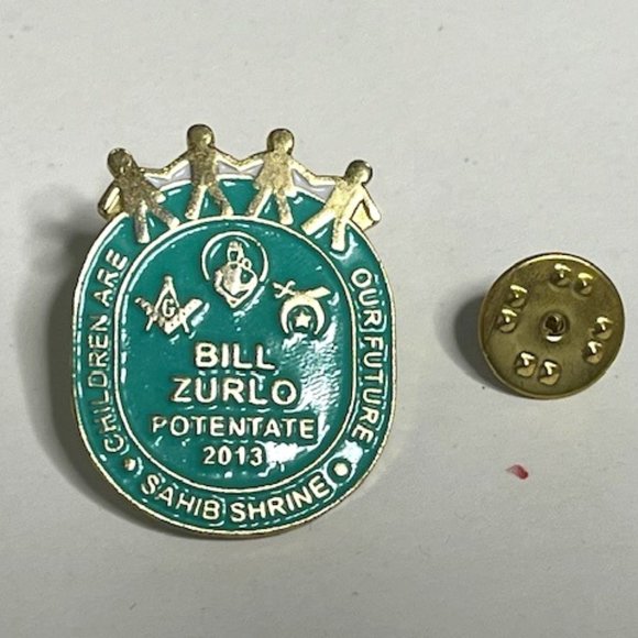 2013 SAHIB Potentate Bill Zurlo Children Are Our Future Lapel Hat Pin 1"x1.25" - Picture 1 of 9